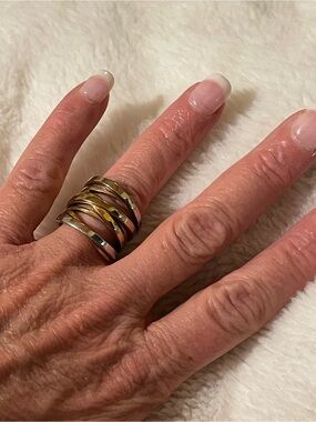 Michael Kors Mixed Metal Multi-Band Wrap Ring in Gold and Silver and Rose Gold